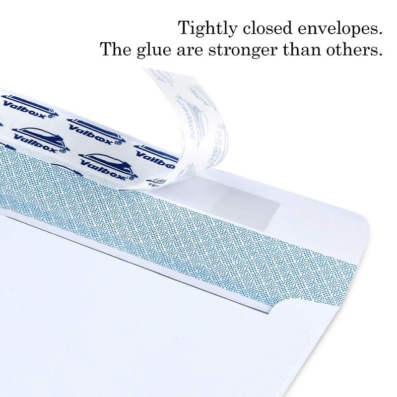 ValBox فال بوكس 200 عدداً #8 أظرف مزدوجة النافذة 3 5/8" × 8 11/16" قابلة للطي والإغلاق أظرف أمان مزدوجة النافذة - تصميم نمط تظليل الأمان للبريد الآمن في المنزل والمكتب - Image 3